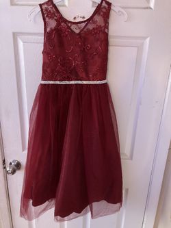 Elegant Dress  Wine Color For Girl Size 13-14  $45