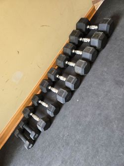 (190lb) 5, 10, 20, 25, 35lb Rubber Dumbbells