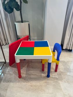 Humble Crew Toddler LEGO Table and Chair Set (Plastic; suitable for indoor and outdoor use)