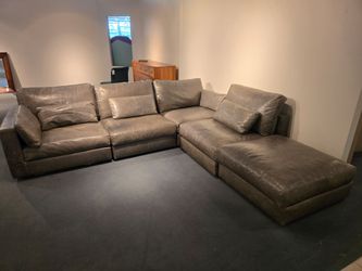 Restoration Hardware Italian Leather 5pc  Sectional
