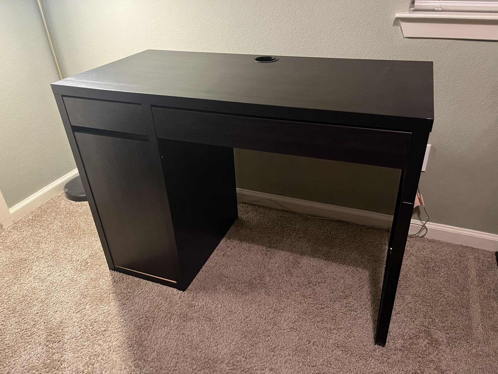 Black IKEA Office Desk With Drawers