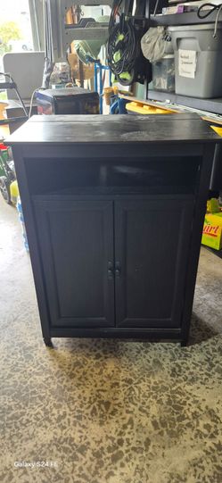 Black Wood Cabinet with Double Doors