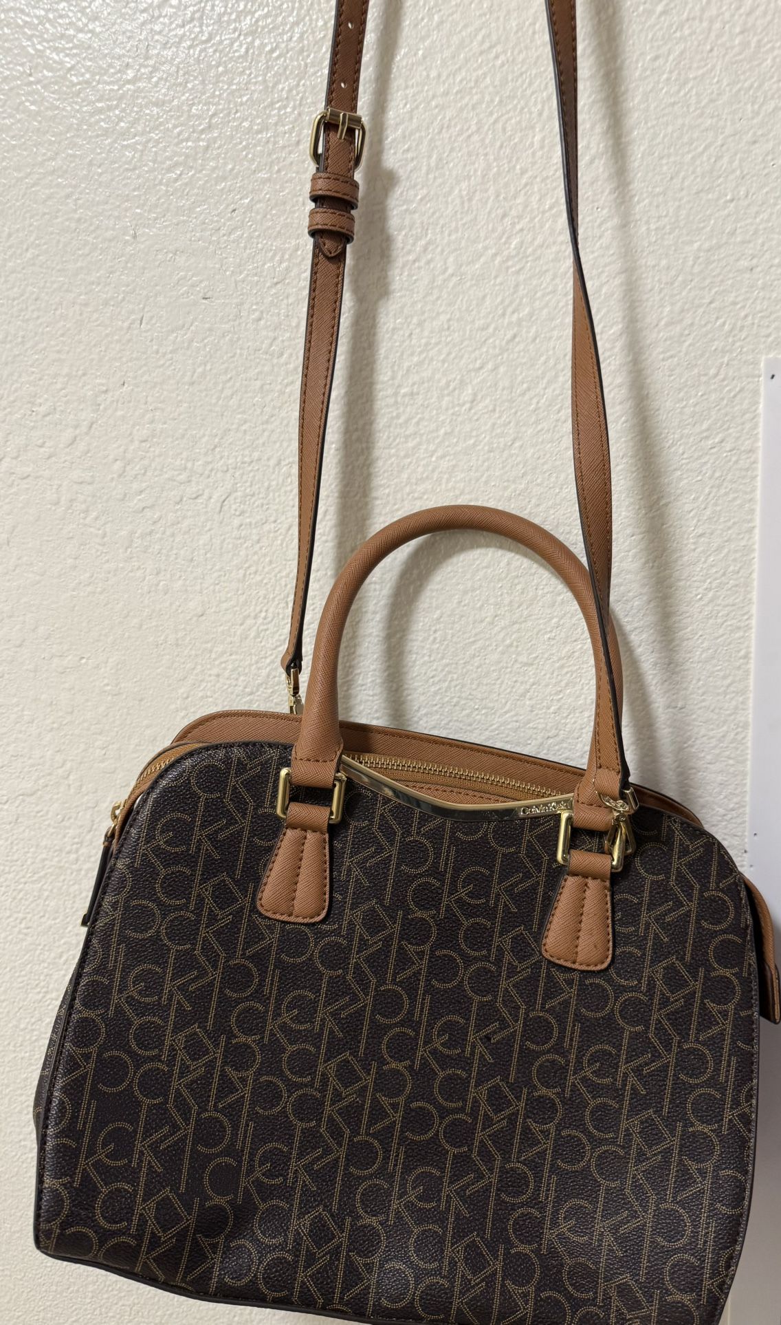Calvin Klein Handbag. New. Small Brown Logo Handbag.