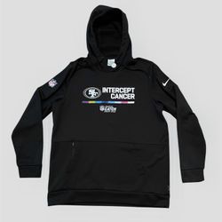 San Francisco 49’ers Intercept Cancer Nike NFL black hoodie Size Large 