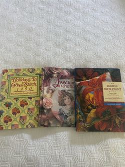 3 Beautiful Cross Stitching books