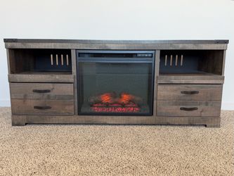 Ashley Furniture 63” TV Stand w/ Electric Fireplace – Rustic Brown