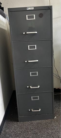 Vintage Century Large File Cabinet Four Drawer Black Vertical