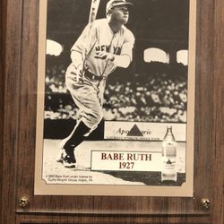 1992 Babe Ruth & Apollinaris Baseball Card mounted on 6x4” Wooden Plaque