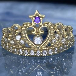 $525 Yellow Gold W Zirconia Crown Ring 