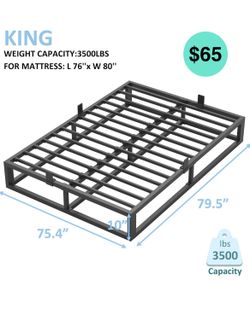 Brand New 10 inch Metal King Bed Frame 3500 LBS Heavy Steel Slats Support Platform Bed Frames No Box Spring Needed Platform Noise Free Easy Assembly  