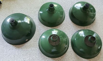Green Enamel Industrial Pendant Light Shades – Set of 5
