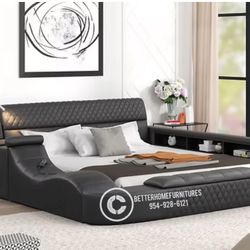 Luxury Bedframe With Built In Massage Chair, Bluetooth Speakers And Storage- Shop Now Pay Later Only $39 Down( Available In Black, Grey And White)