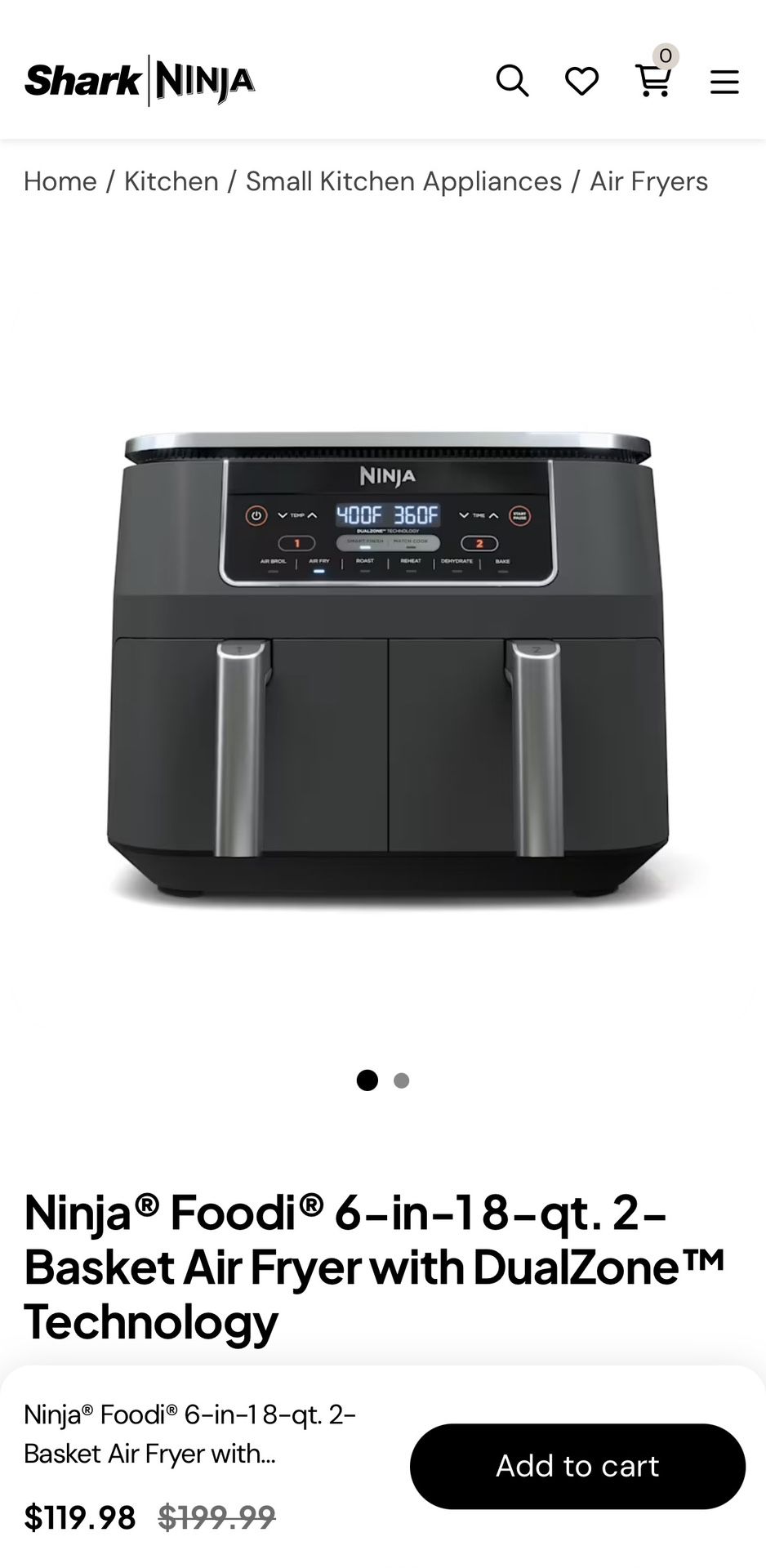 Ninja Foodie 2 Basket Air Fryer