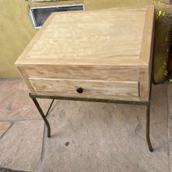 Pine and Steel End Table