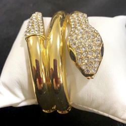 Vintage Gold snake bangle with rhinestones