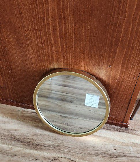 12" Round Gold Mirror