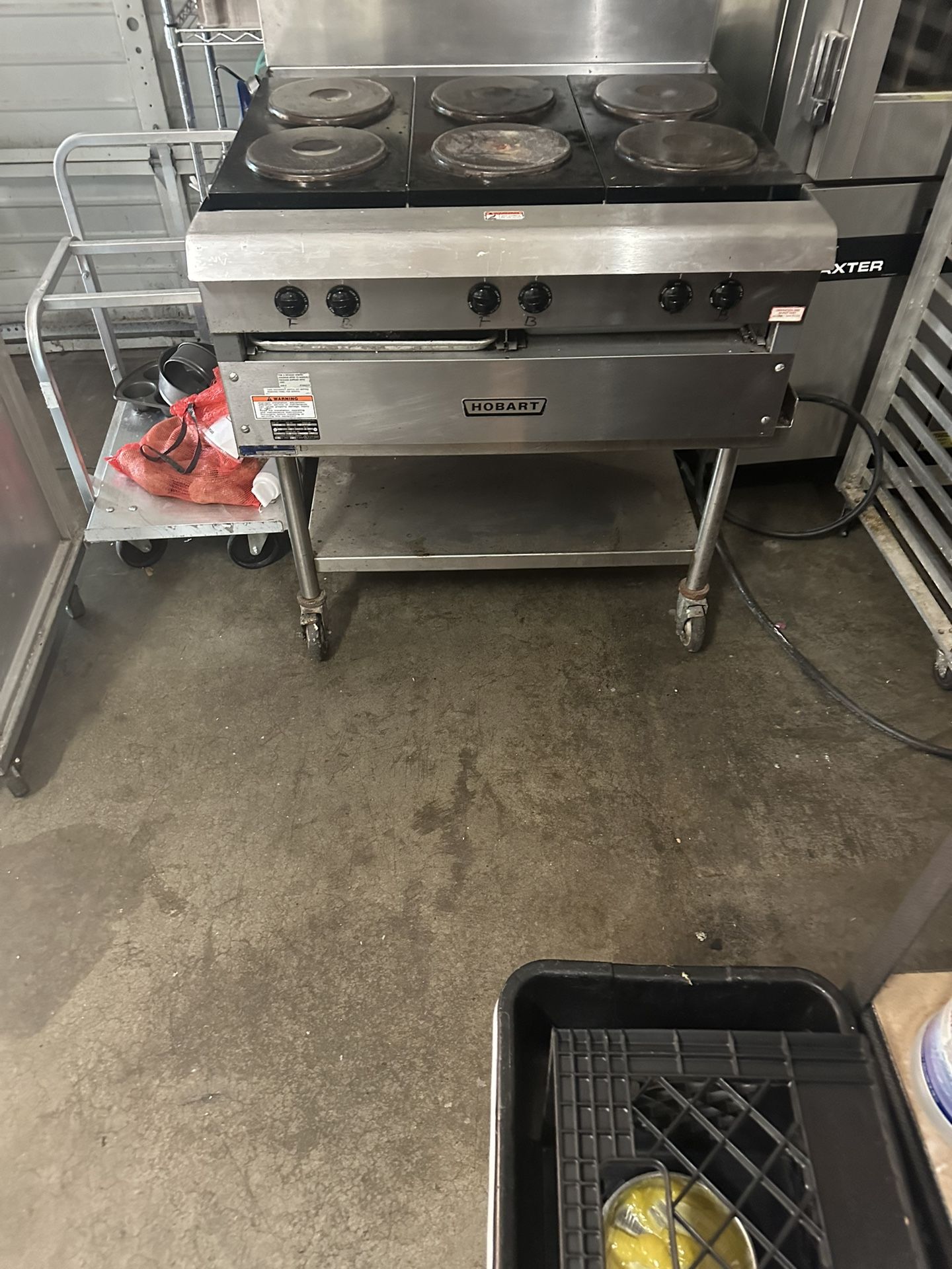 Brand New Home Chef Equipment ,Hobart Electric Six Burner Range  , Artisan Black Kitchen Aid Brand New 250$ Brand new Red Epicurian Kitchen Aide  , 