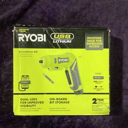 🧰🛠RYOBI USB Lithium Screwdriver Kit w/2.0Ah USB Lithium Battery & Charging Cable-NEW!-$35!🧰🛠