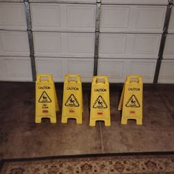 4 Wet Floor Signs