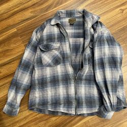 VTG Quicksilver Salt Water Zip Up Plaid Flannel Long Sleeve Shirt Blue White M