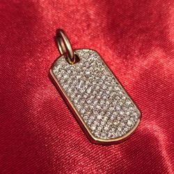 10k Yellow Gold Diamond Dog Tag Pendant 2 ctw 