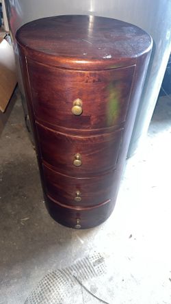 Circular 4-Drawer Wood Night Stand 