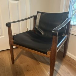 Vintage Black Leather Safari Sling Chair - MCM