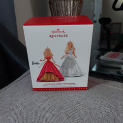 2015  Hallmark Keepsake Celebration Barbie Ornament Set. New.