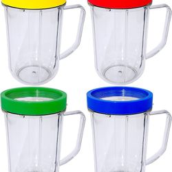 Blendin Replacement Blender Mugs Cup with Colored Comfort Lip Rings, Compatible with Original Magic Bullet Blender, $20