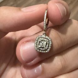 Diamond Halo Drop Earrings