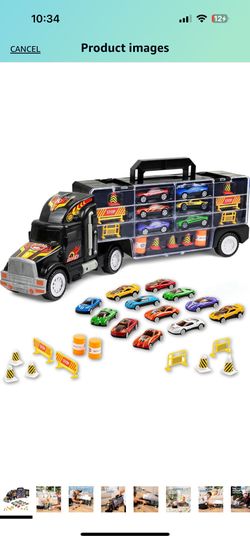 BRAND NEW IN BOX TOY car Carrier Truck With 12 Cars And Accessories