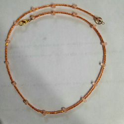 CHAMPAGNE BUTTERGOLD SEEDBEAD  ACCENT CHOKER NECKLACE