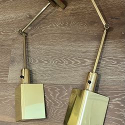 Pair of Vintage Solid Brass Swing Arm Wall Sconces – Extend to 26”