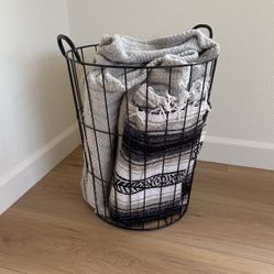 Industrial Chic Blanket Basket Or Laundry Hamper