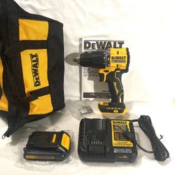 Brand new Dewalt 20 V brushless hammer drill with battery charger and tool bag