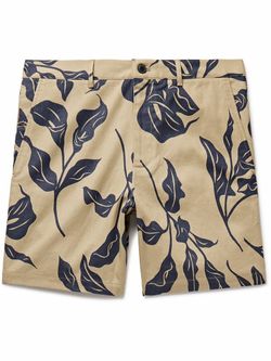 Club Monaco - Baxter Slim-Fit Printed Cotton-Blend Shorts - Neutrals Size 33