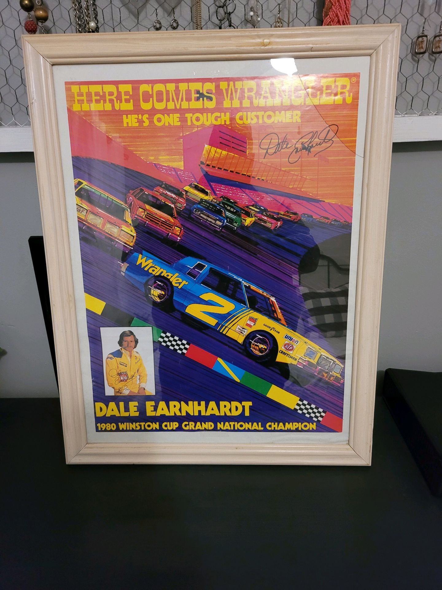 Vintage Dale Earnhardt Autographed Wrangler Poster