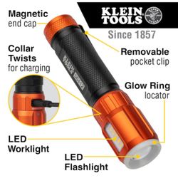 Klein Tools Rechargeable LED Flashlight with Worklight