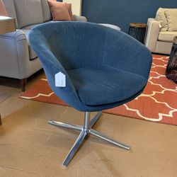 Teal/Chrome Upholstered Scoop Chair