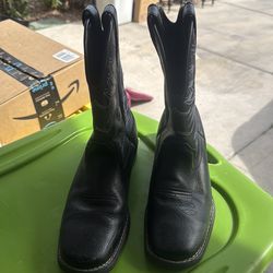 Black leather boots