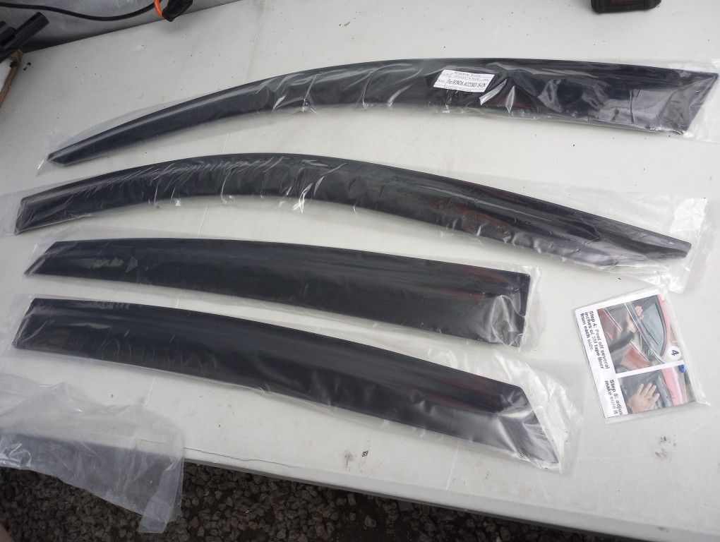 New Tape-On Dark Tinted Side Window Visor Deflectors Rain Guards Compatible with Honda Accord 18-20.