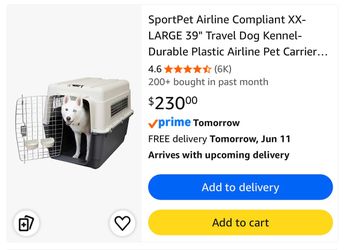 SportPet Airline Compliant XX-LARGE 39" Travel Dog Kennel-Durable Plastic Airline Pet Carrier W/ Removable Wheels & Food Bowls, Collapsible Indoor/Out