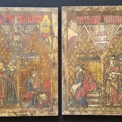 Vintage 14th Century From The Life Of St. Andrew Engraved tempera on 14.5 X 20 wood panels 
The panels depict scenes from the life of Saint Andrew,