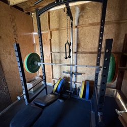 Marcy Half Cage Workout Bench And Weights