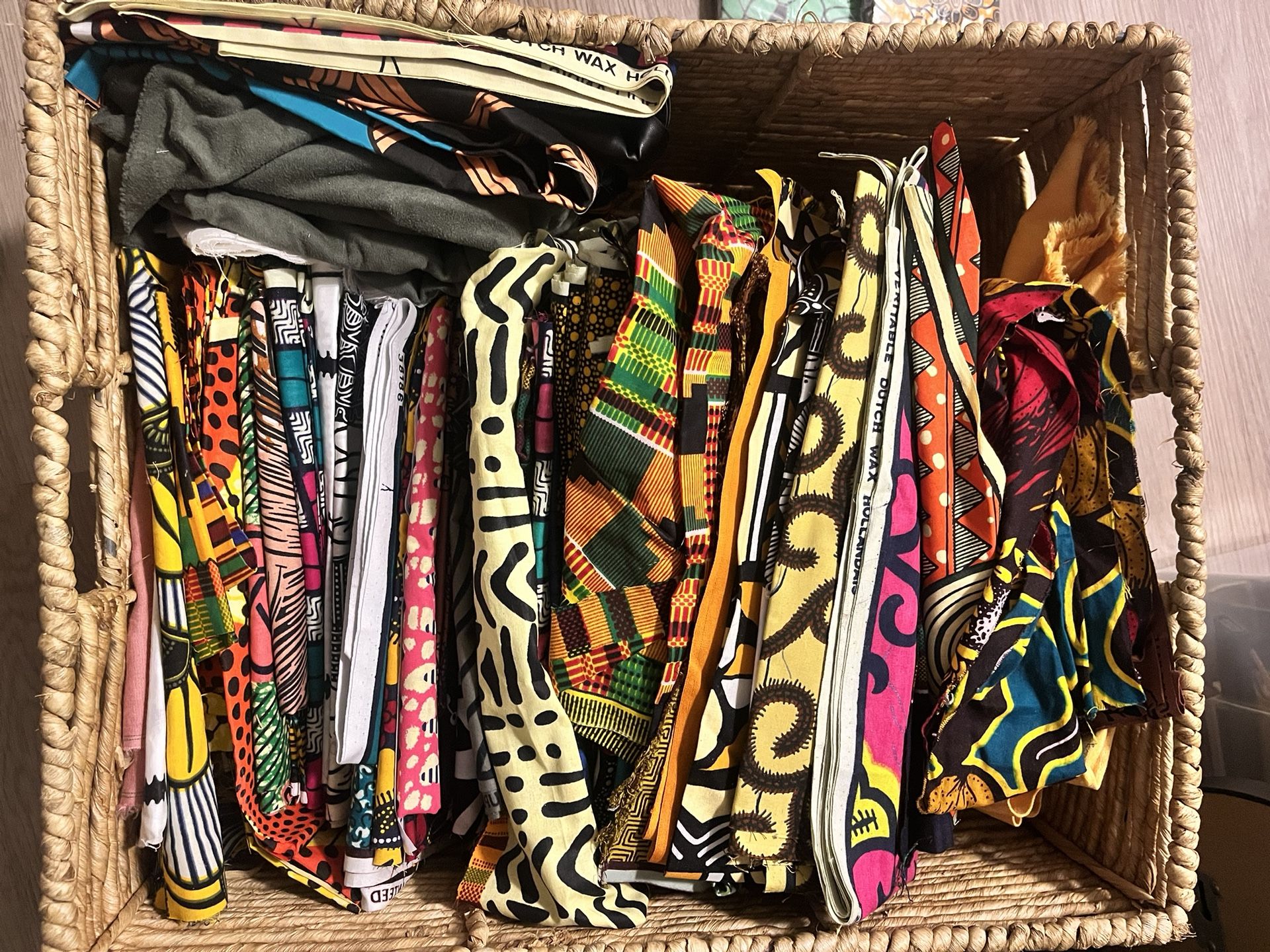 Large Bundle Of African Fabric Scraps