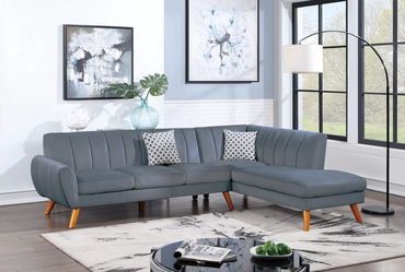 Brand New Grey Velvet Modern Style Sectional Sofa
