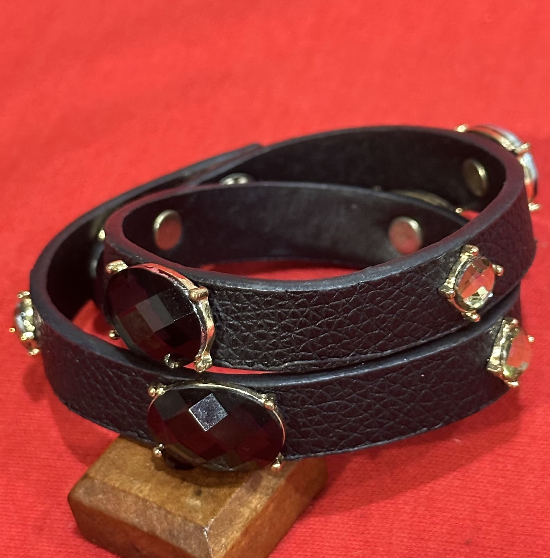 Black Faux Leather Bracelet