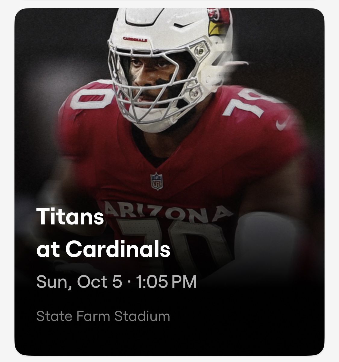Arizona Cardinals vs Tennessee Titans (10/5/25)-Price Per Seat