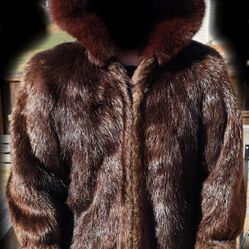 Natural Beaver Fur Coat Size Medium