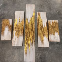 5-piece Embellished Abstract Wall Painting $175 OBO
